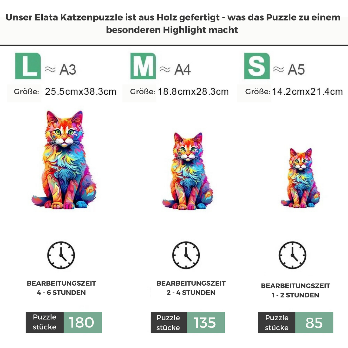 Elata Katzenpuzzle aus hochwertigem Holz für Erwachsene