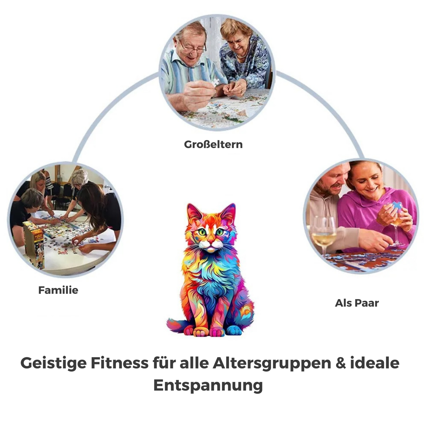 Elata Katzenpuzzle aus hochwertigem Holz für Erwachsene