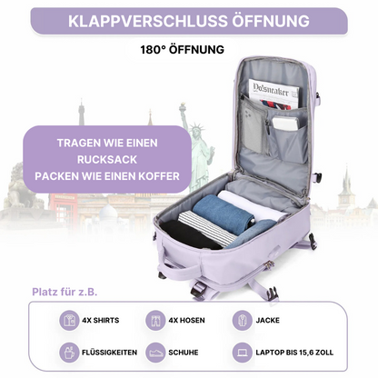 Elata Kofferrucksack mit 180° Öffnung - perfekte Rucksack-Koffer Kombi