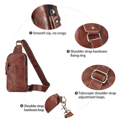 JOYIR Genuine Leather Male Rerto Travel Sling Chest Pack for 7.9" iPad Casual Shoulder Crossbody Bag Satchel Bags