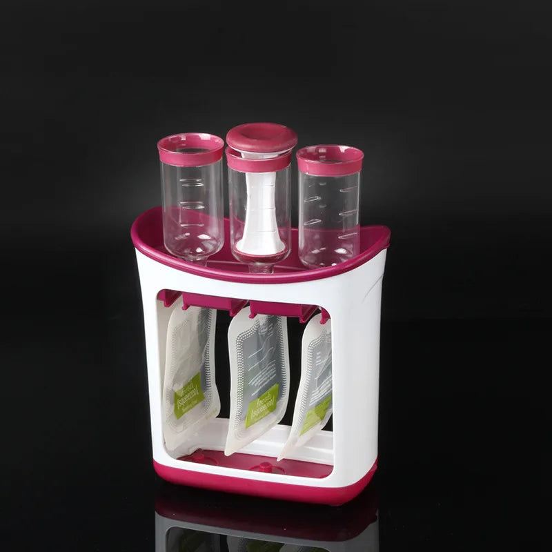 PANGDUBE Baby Complementary Food Squeeze Station with 10pcs Squeeze Bags Baby Food Dispenser Machine Baby Food Mills